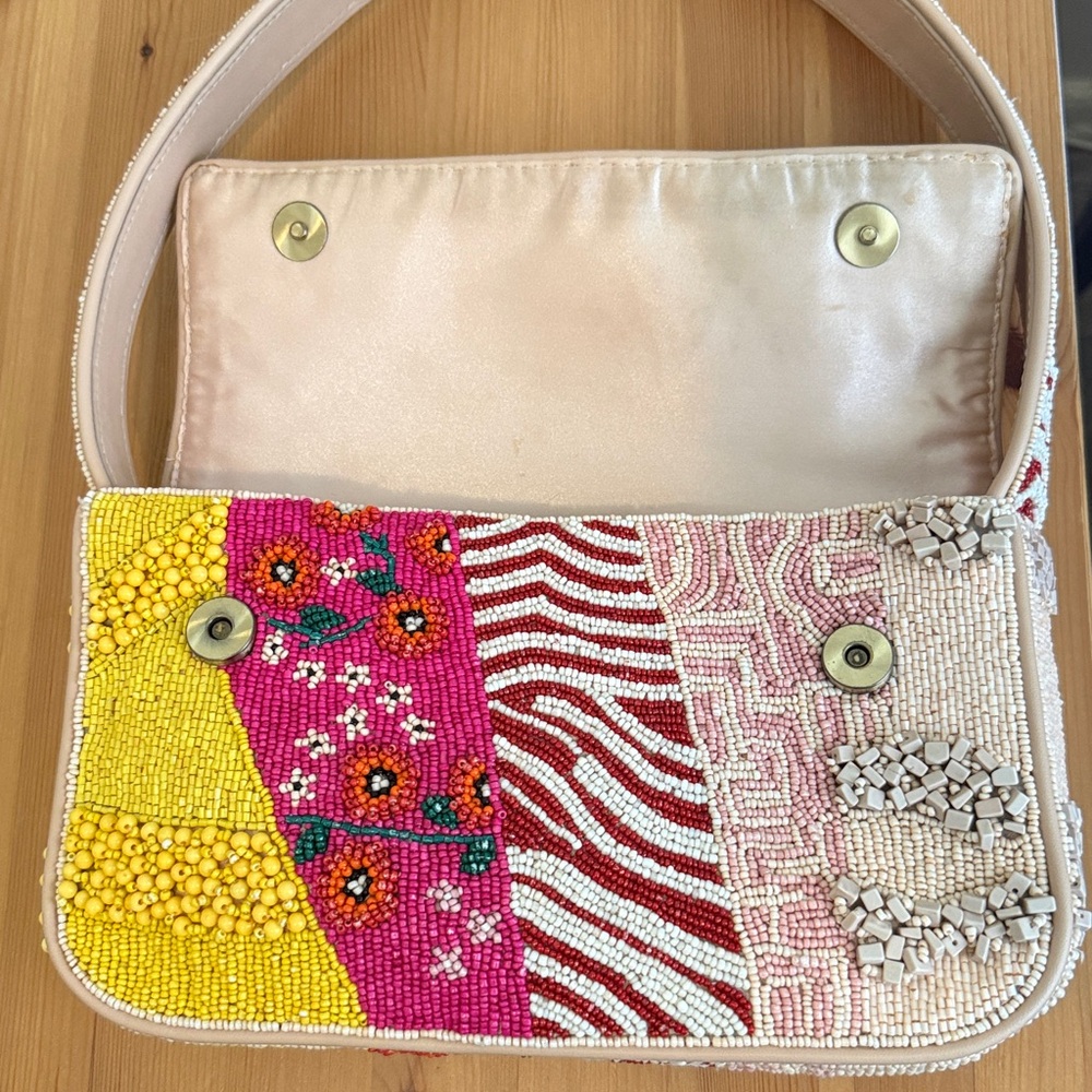 STAUD Tommy Beaded Bag, Pink Patchwork - Picture 8 of 8